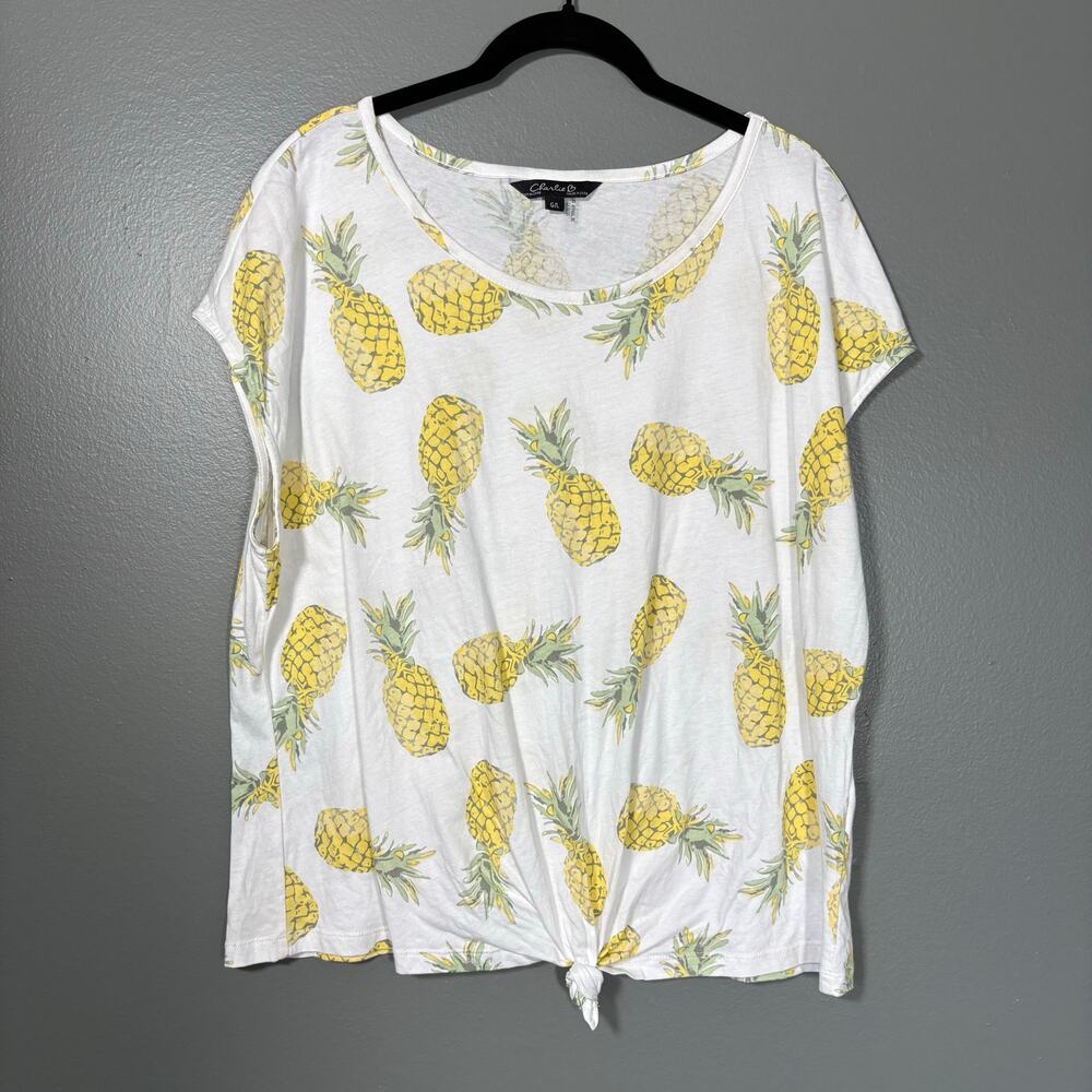 Charlie B Women's Casual Indie Pineapple T-Shirt - Size Large - Oversized Tee